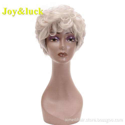 Women's Wig Burgundy Color Wholesale Price Wigs With Bangs Black Woman Ladies Hair Bouncy Curly Short Synthetic Hair Wigs